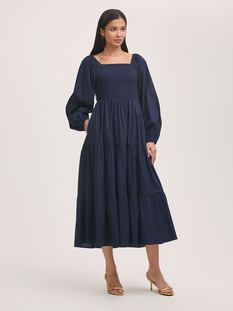 Finery Lauretta Cotton Midi Tiered Dress - Image 1 of 4