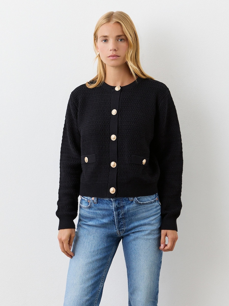 Finery Saskia Black Button Up Cotton Cardigan - Slika 1 iz 4