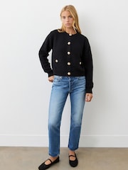 Finery Saskia Black Button Up Cotton Cardigan - Slika 3 iz 4