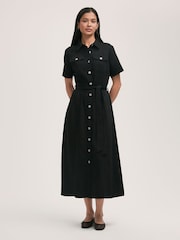 Finery Black Lily Denim Midi Dress - Image 1 of 4