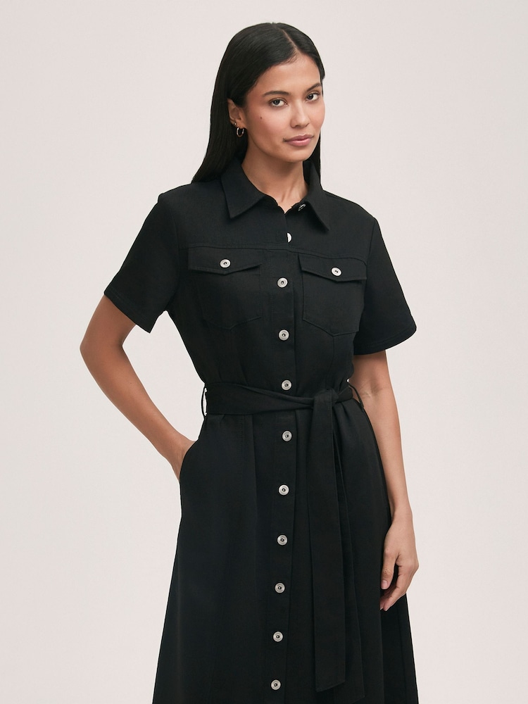 Finery Black Lily Denim Midi Dress - Image 4 of 4