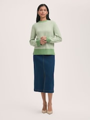 Finery Green Stella Cotton Rich Stripped Jumper - Image 1 of 4