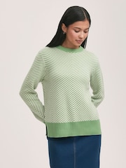 Finery Green Stella Cotton Rich Stripped Jumper - Image 3 of 4