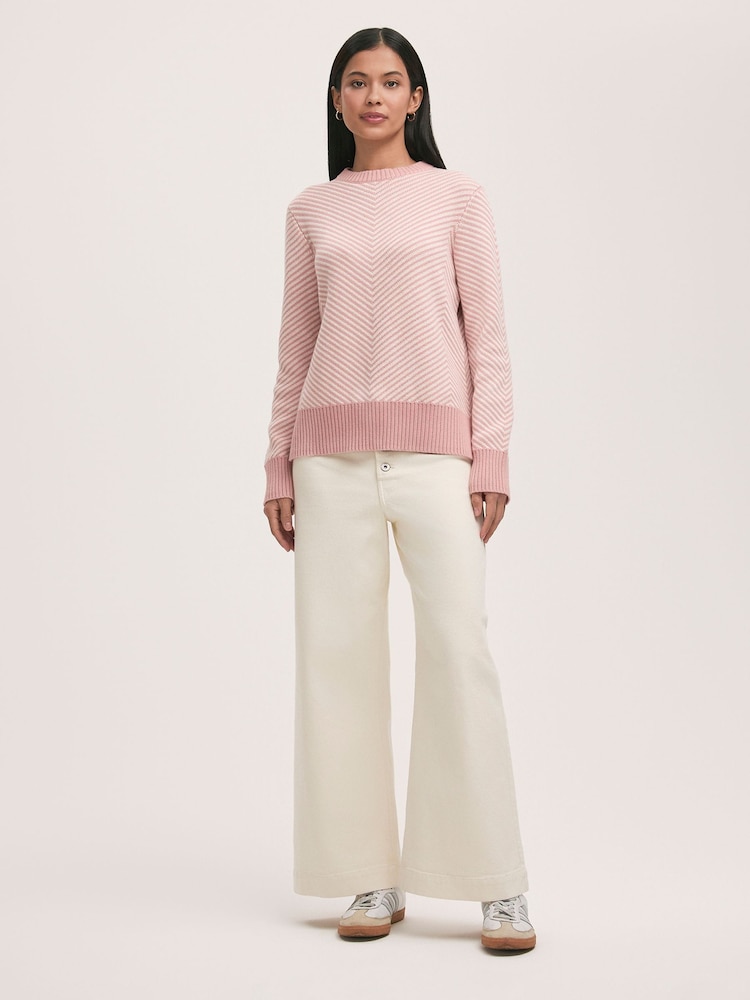 Finery Pink Stella Cotton Rich Stripped Jumper - Image 1 of 4