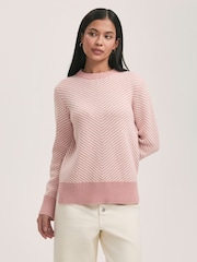 Finery Pink Stella Cotton Rich Stripped Jumper - Image 3 of 4