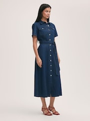 Finery Lily Mid Wash Denim Midi Dress - Image 1 of 4