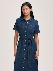 Finery Lily Mid Wash Denim Midi Dress - Image 2 of 4