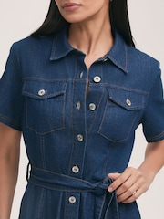 Finery Lily Mid Wash Denim Midi Dress - Image 3 of 4