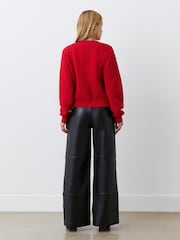 Finery Red Saskia Red Button Up Cotton Cardigan - Image 2 of 4