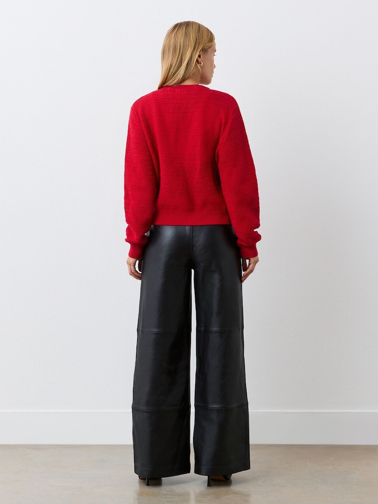 Finery Red Saskia Red Button Up Cotton Cardigan - Image 2 of 4