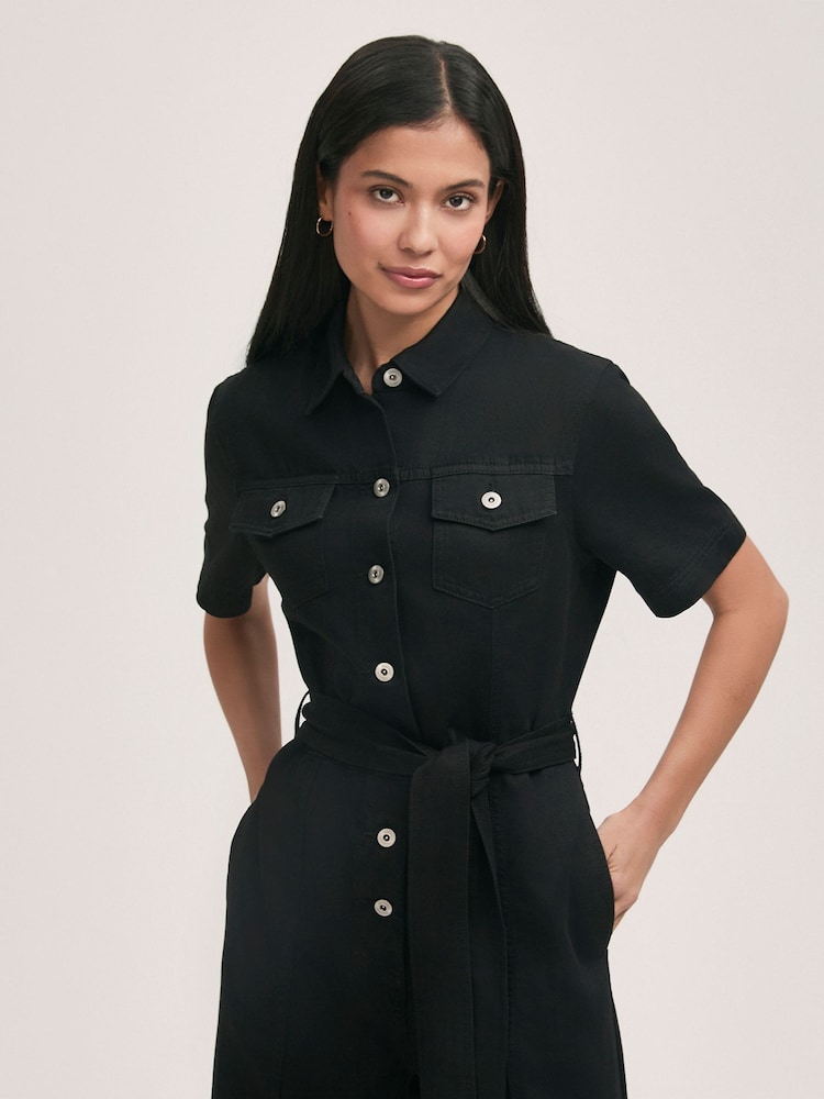 Finery Black Alice Black Denim Jumpsuit - Image 3 of 4
