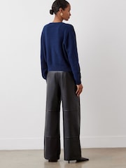 Finery Blue Saskia Cotton Button Through Cardigan - Image 3 of 4