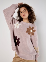 Apricot Pink Embroidered Daisies Jumper - Image 1 of 3