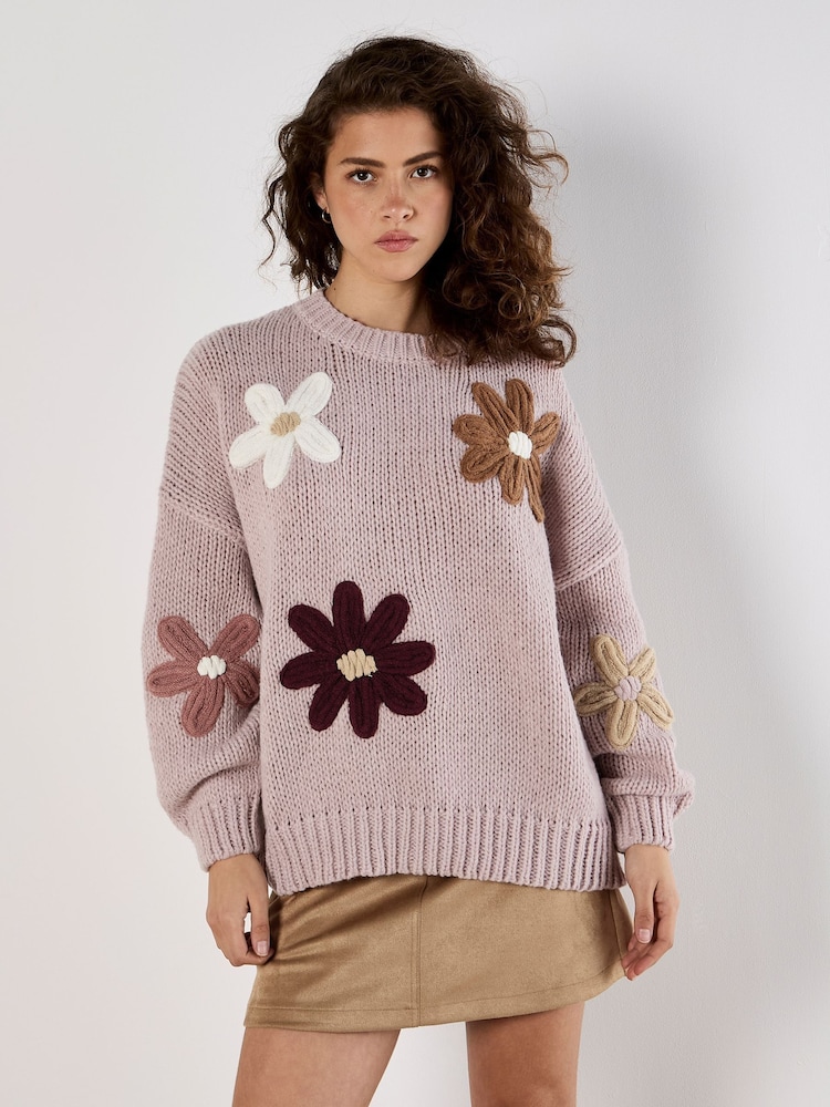 Apricot Pink Embroidered Daisies Jumper - Image 3 of 3