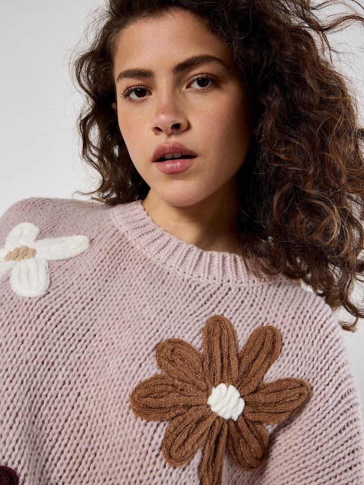 Apricot Pink Embroidered Daisies Jumper - Image 5 of 5 Apricot Pink Embroidered Daisies Jumper - Image 5 of 5