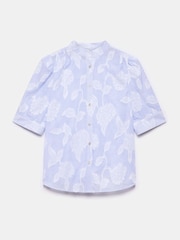 Mint Velvet Blue Striped Floral 100% Cotton Blouse - Image 7 of 8