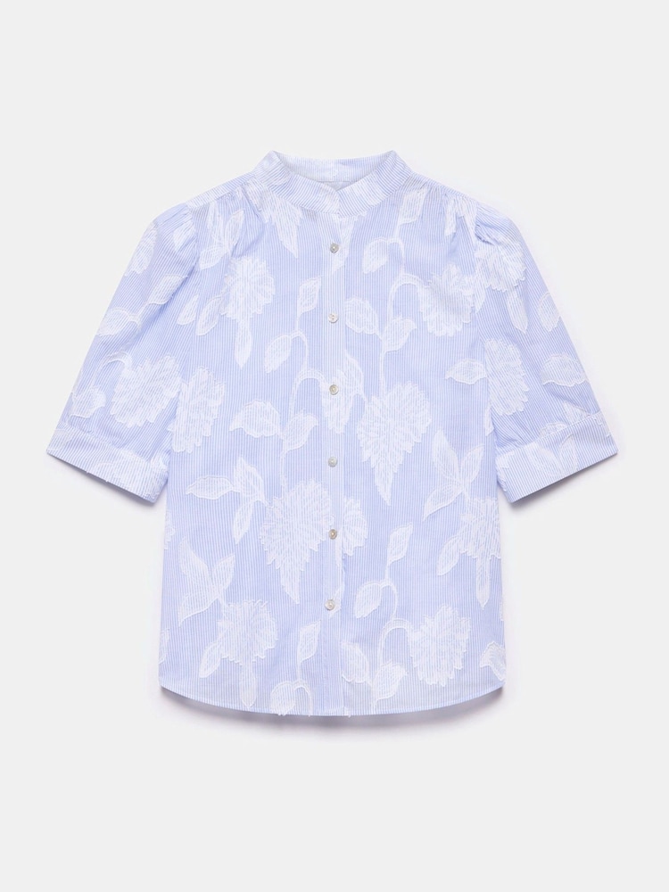 Mint Velvet Blue Striped Floral 100% Cotton Blouse - Image 7 of 8