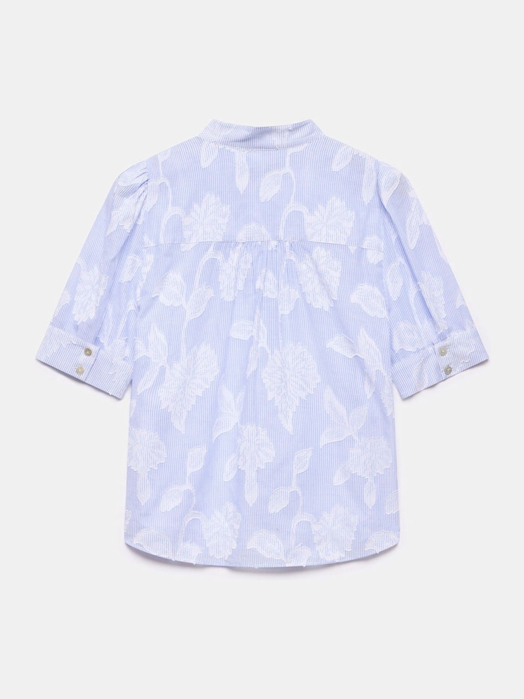 Mint Velvet Blue Striped Floral 100% Cotton Blouse - Image 8 of 8