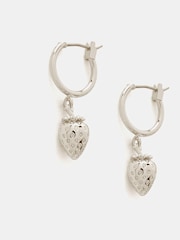 Mint Velvet Silver Tone Strawberry Hoop Earrings - Image 2 of 5
