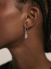 Mint Velvet Silver Tone Strawberry Hoop Earrings - Image 4 of 5