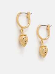 Mint Velvet Gold Tone Strawberry Hoop Earrings - Image 1 of 5