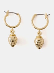 Mint Velvet Gold Tone Strawberry Hoop Earrings - Image 2 of 5