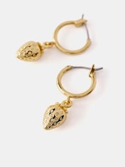Mint Velvet Gold Tone Strawberry Hoop Earrings - Image 3 of 5