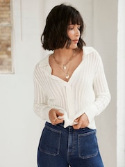 Mint Velvet Cotton Blend Polo Top - Imagen 10 de 13