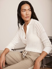 Mint Velvet Cotton Blend Polo Top - Imagen 2 de 13