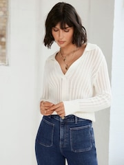 Mint Velvet Cotton Blend Polo Top - Imagen 9 de 13