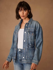 Mint Velvet Blue Waist Detail Denim 100% Cotton Jacket - Image 5 of 7