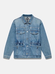 Mint Velvet Blue Waist Detail Denim 100% Cotton Jacket - Image 6 of 7