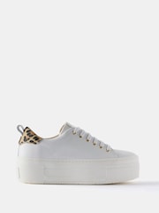 Mint Velvet White Belle Platform Leopard Trainers - Image 1 of 4