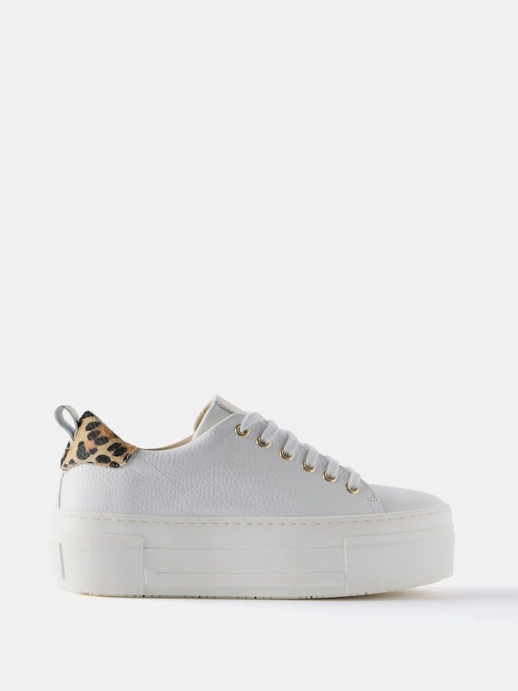 Mint Velvet White Belle Platform Leopard Trainers - Image 1 of 4