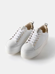 Mint Velvet White Belle Platform Leopard Trainers - Image 2 of 4