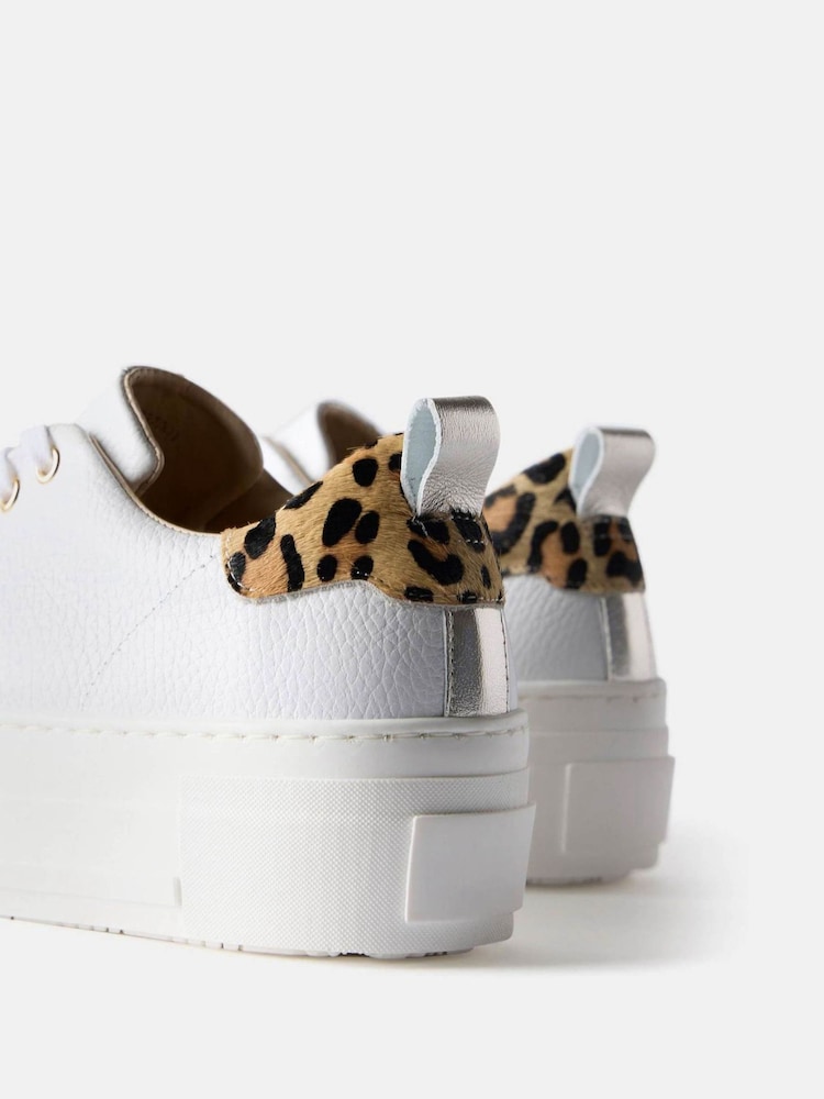 Mint Velvet White Belle Platform Leopard Trainers - Image 3 of 4
