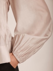 Mint Velvet Cream Tie Front Pleated Blouse - Image 6 of 8