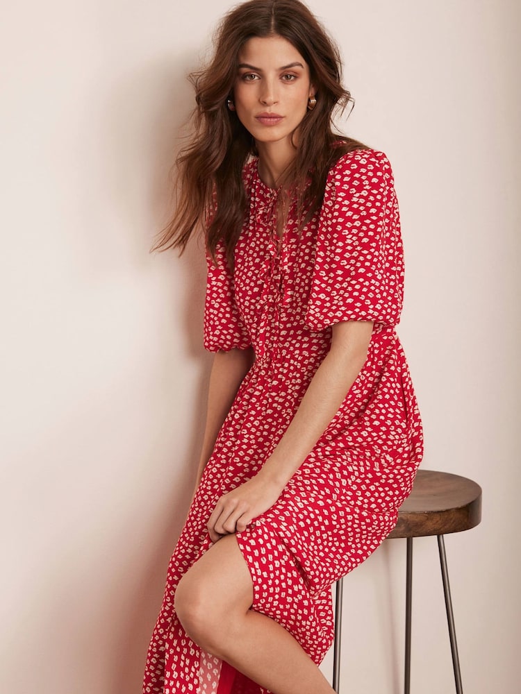 Mint Velvet Red Lip Print Midi Dress - Image 2 of 8 Mint Velvet Red Lip Print Midi Dress - Image 2 of 8
