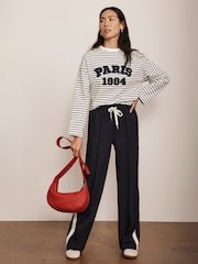Mint Velvet Blue Striped Slogan Top - Image 3 of 8