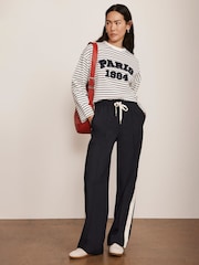 Mint Velvet Blue Striped Slogan Top - Image 4 of 8