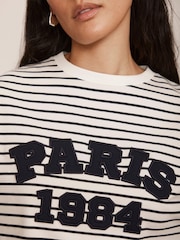 Mint Velvet Blue Striped Slogan Top - Image 5 of 8