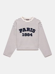 Mint Velvet Blue Striped Slogan Top - Image 6 of 8