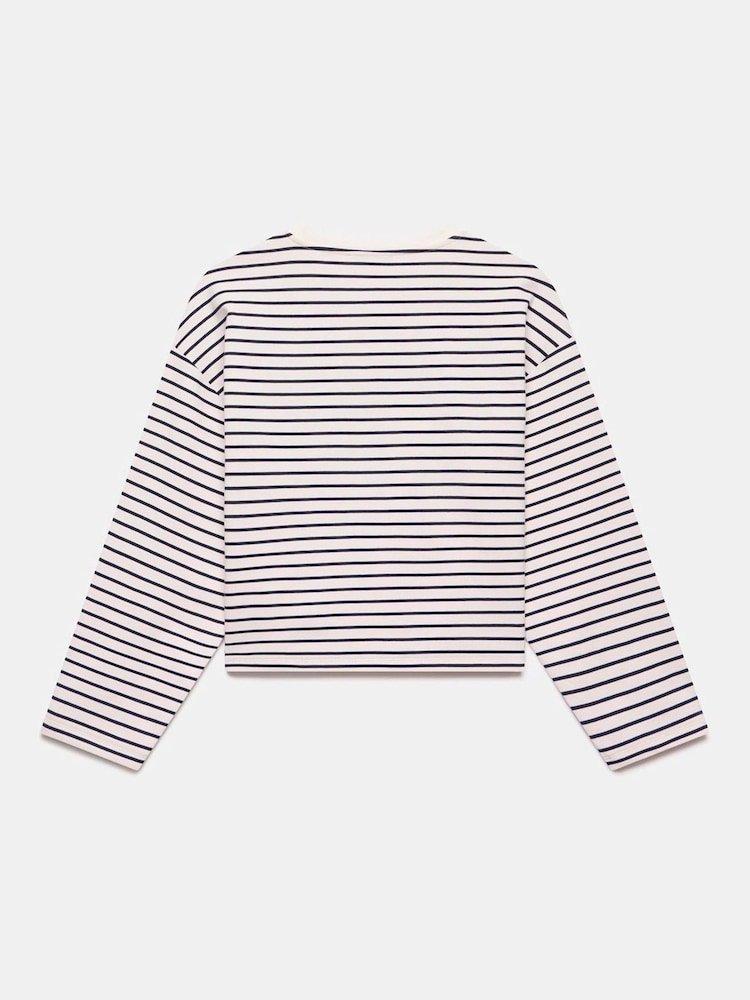 Mint Velvet Blue Striped Slogan Top - Image 7 of 8