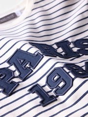 Mint Velvet Blue Striped Slogan Top - Image 8 of 8