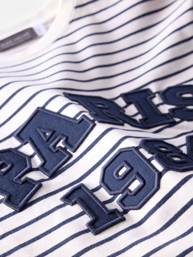 Mint Velvet Blue Striped Slogan Top - Image 8 of 8 Mint Velvet Blue Striped Slogan Top - Image 8 of 8