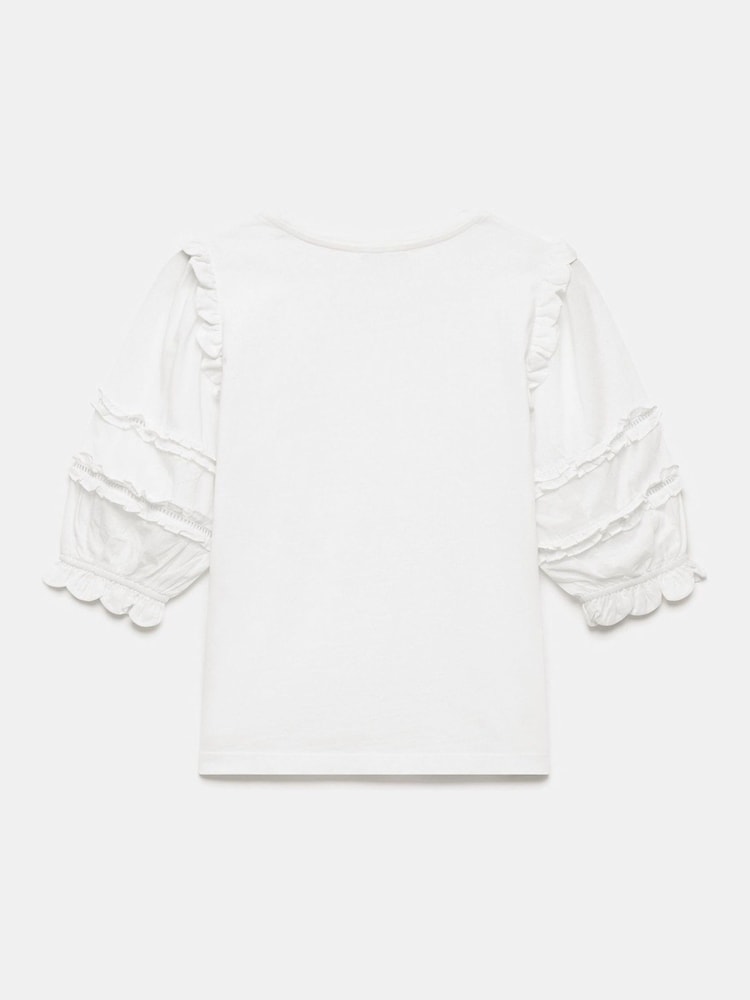 Mint Velvet Woven Sleeve 100% Cotton T-Shirt - Imagen 7 de 7
