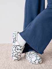 White/Black Bow Embroidered - Bow Embroided Borg Mules - Bild 2 von 9