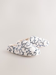 White/Black Bow Embroidered - Bow Embroided Borg Mules - Bild 5 von 9