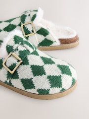 Green Argyle Footbed Buckle Slippers - Image 4 of 5