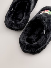 Schwarz - Mule Faux Fur Lepord Slippers - Bild 7 von 7